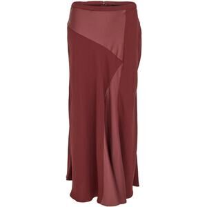 NWT DKNY Mixed Media Midi Skirt Burgundy Size 12